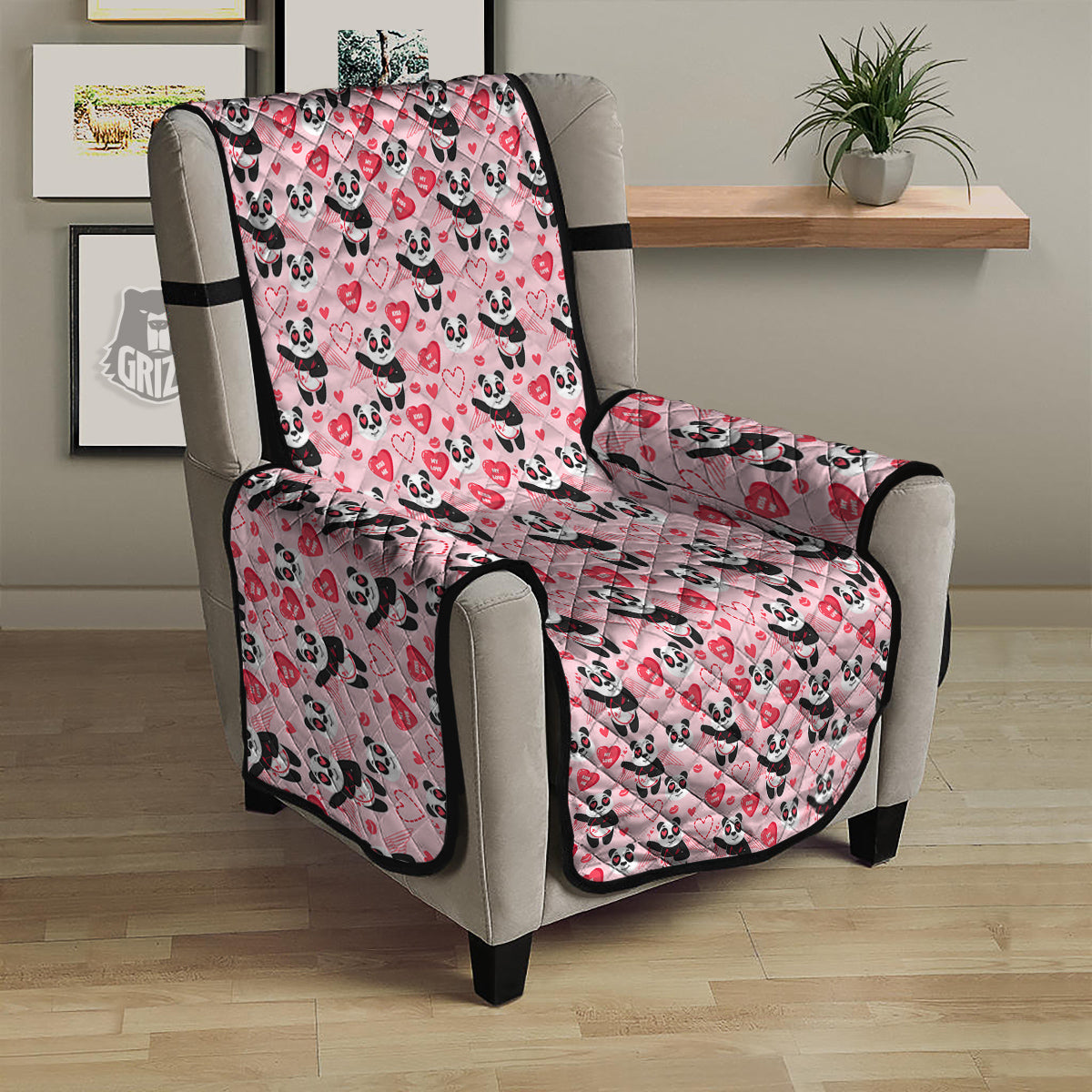 Cupid Valentine Cute Panda Print Pattern Armchair Protector-grizzshop