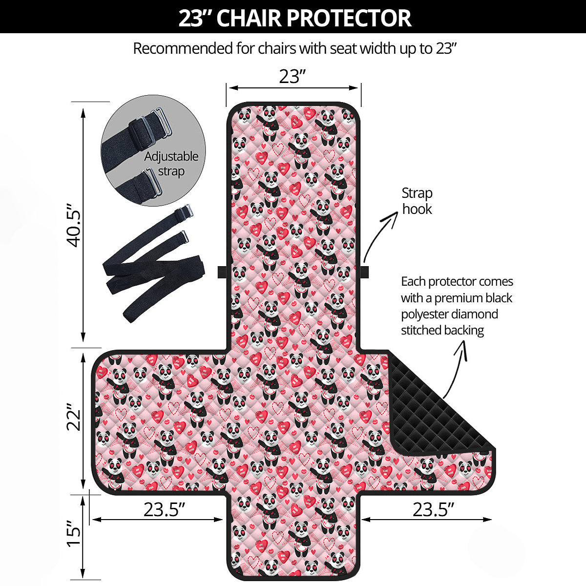 Cupid Valentine Cute Panda Print Pattern Armchair Protector-grizzshop