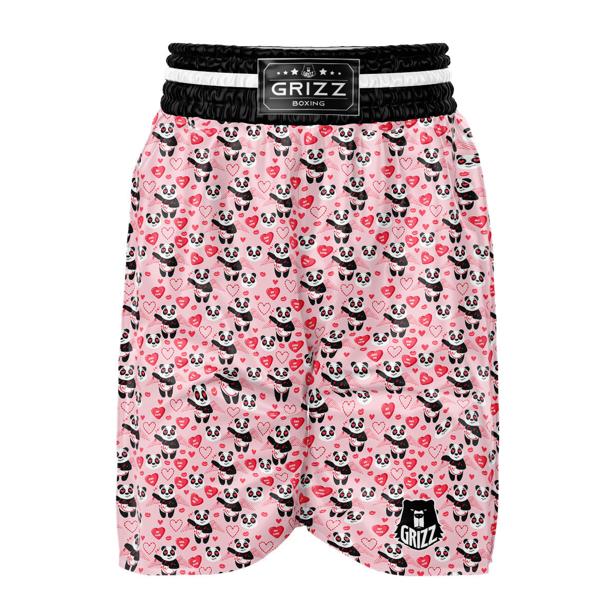 Cupid Valentine Cute Panda Print Pattern Boxing Shorts-grizzshop