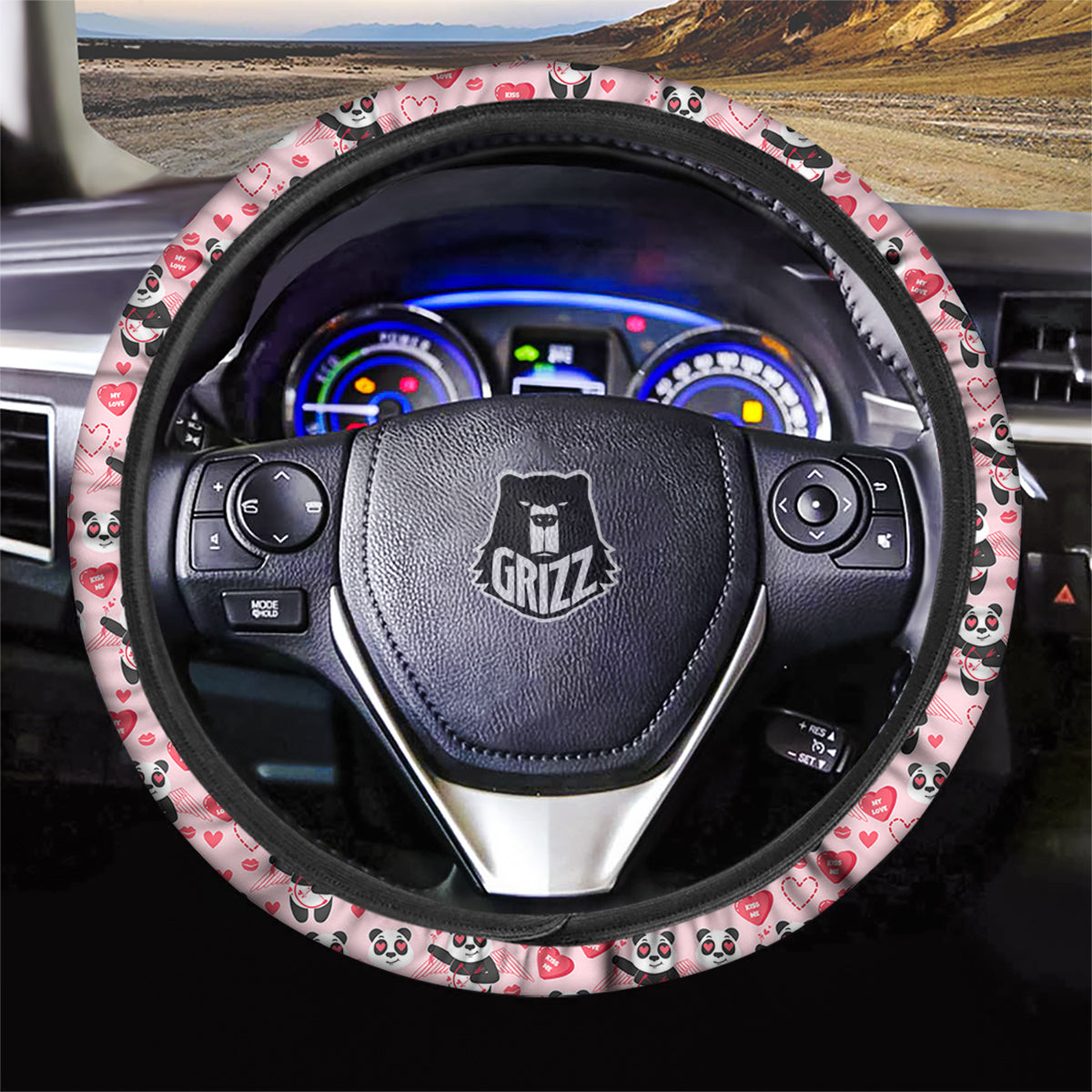 Cupid Valentine Cute Panda Print Pattern Car Steering Wheel Cover-grizzshop