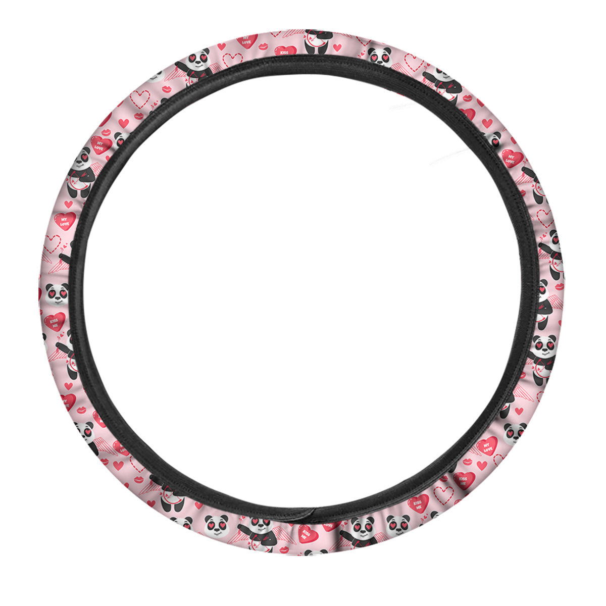 Cupid Valentine Cute Panda Print Pattern Car Steering Wheel Cover-grizzshop