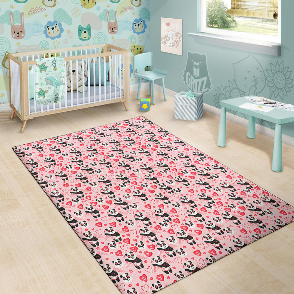 Cupid Valentine Cute Panda Print Pattern Floor Mat-grizzshop