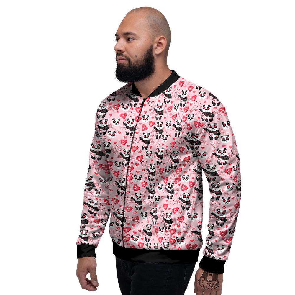 Cupid Valentine Cute Panda Print Pattern Men's Bomber Jacket-grizzshop