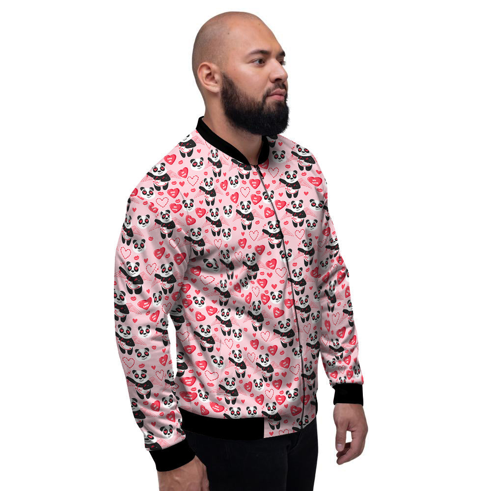 Cupid Valentine Cute Panda Print Pattern Men's Bomber Jacket-grizzshop