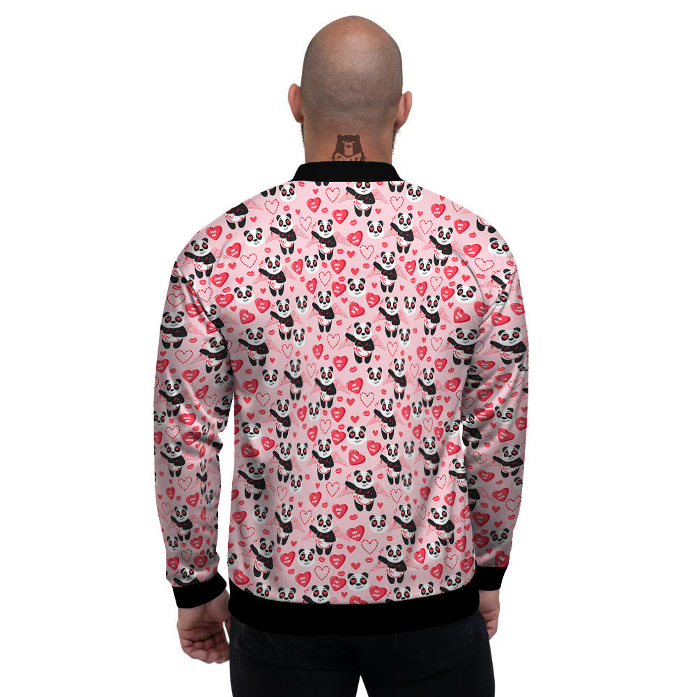 Cupid Valentine Cute Panda Print Pattern Men's Bomber Jacket-grizzshop