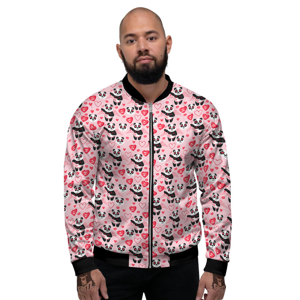 Cupid Valentine Cute Panda Print Pattern Men's Bomber Jacket-grizzshop