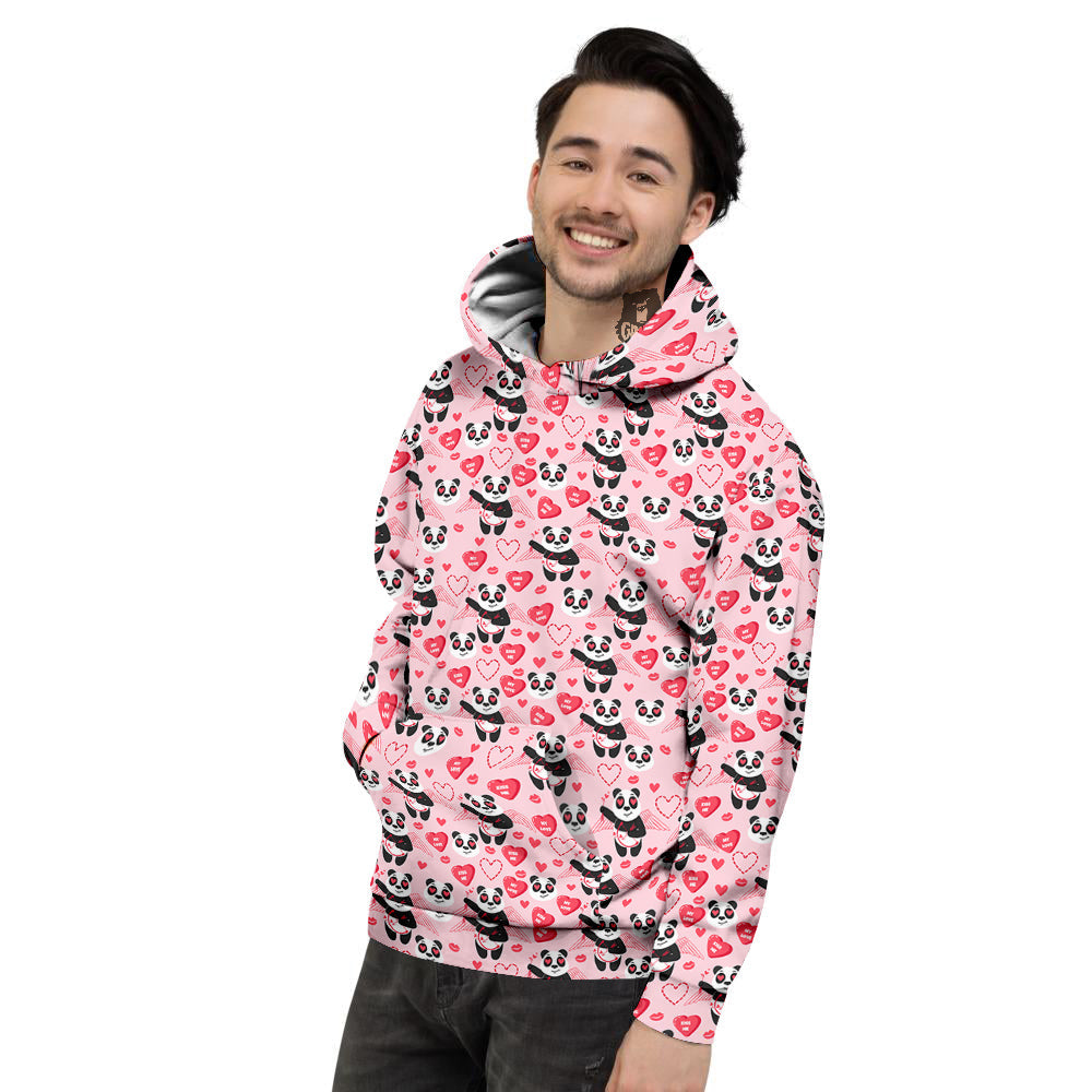 Cupid Valentine Cute Panda Print Pattern Men's Hoodie-grizzshop