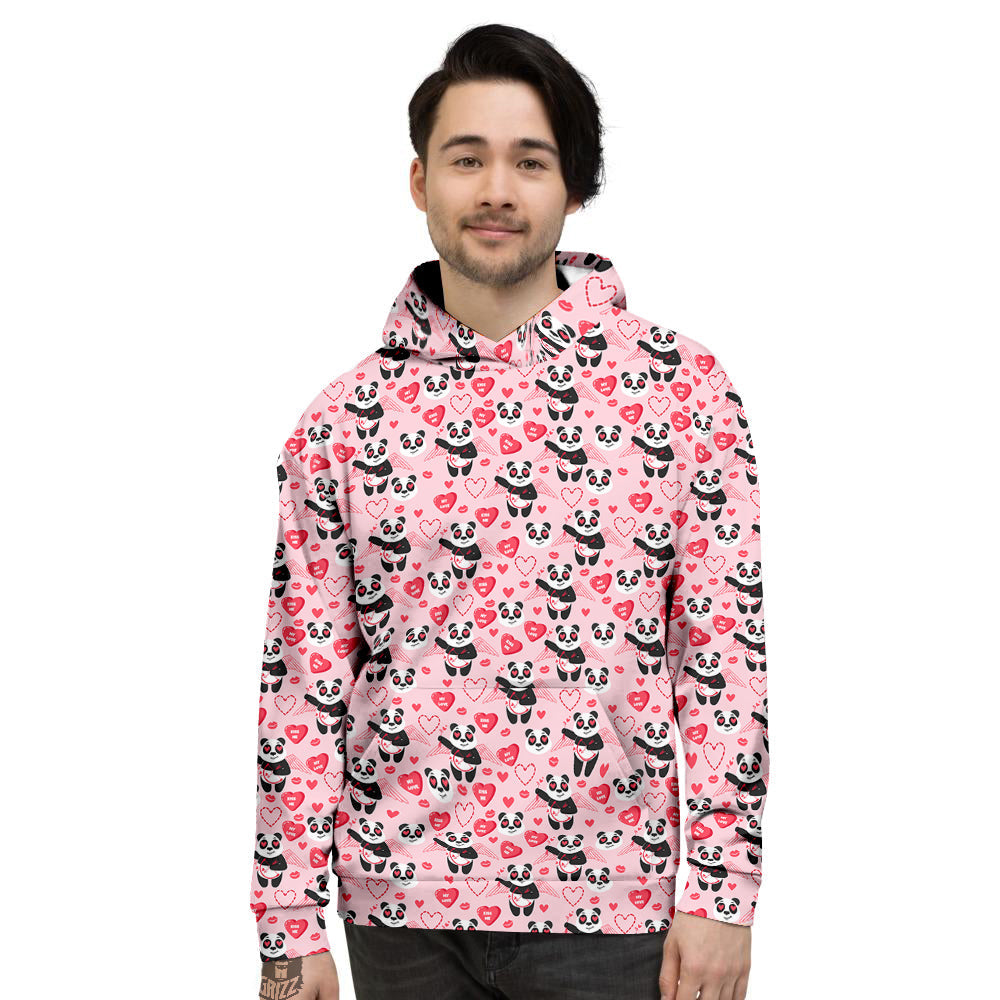 Cupid Valentine Cute Panda Print Pattern Men's Hoodie-grizzshop