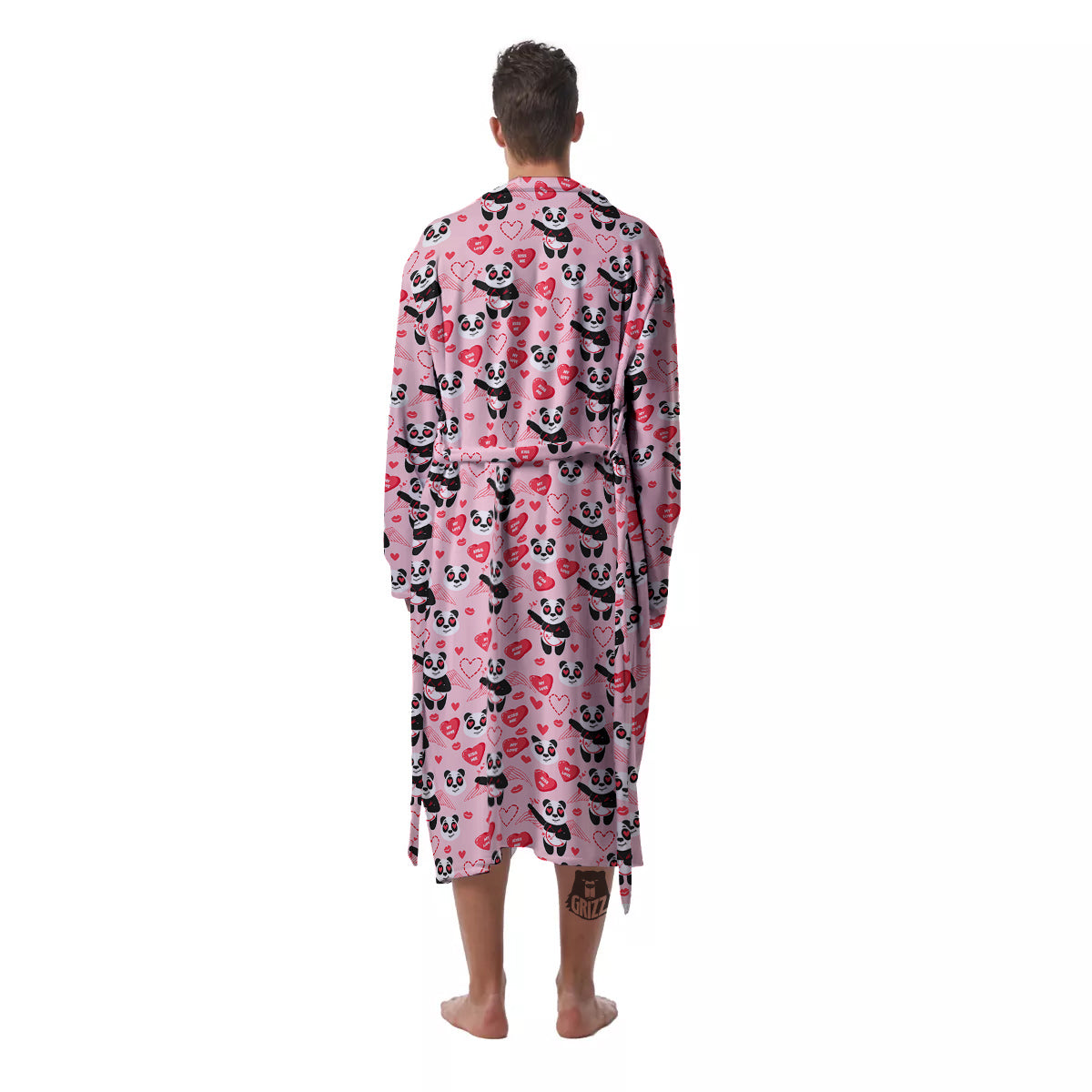 Cupid Valentine Cute Panda Print Pattern Men's Robe-grizzshop