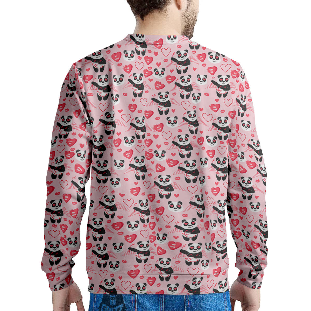 Cupid Valentine Cute Panda Print Pattern Men's Sweatshirt-grizzshop