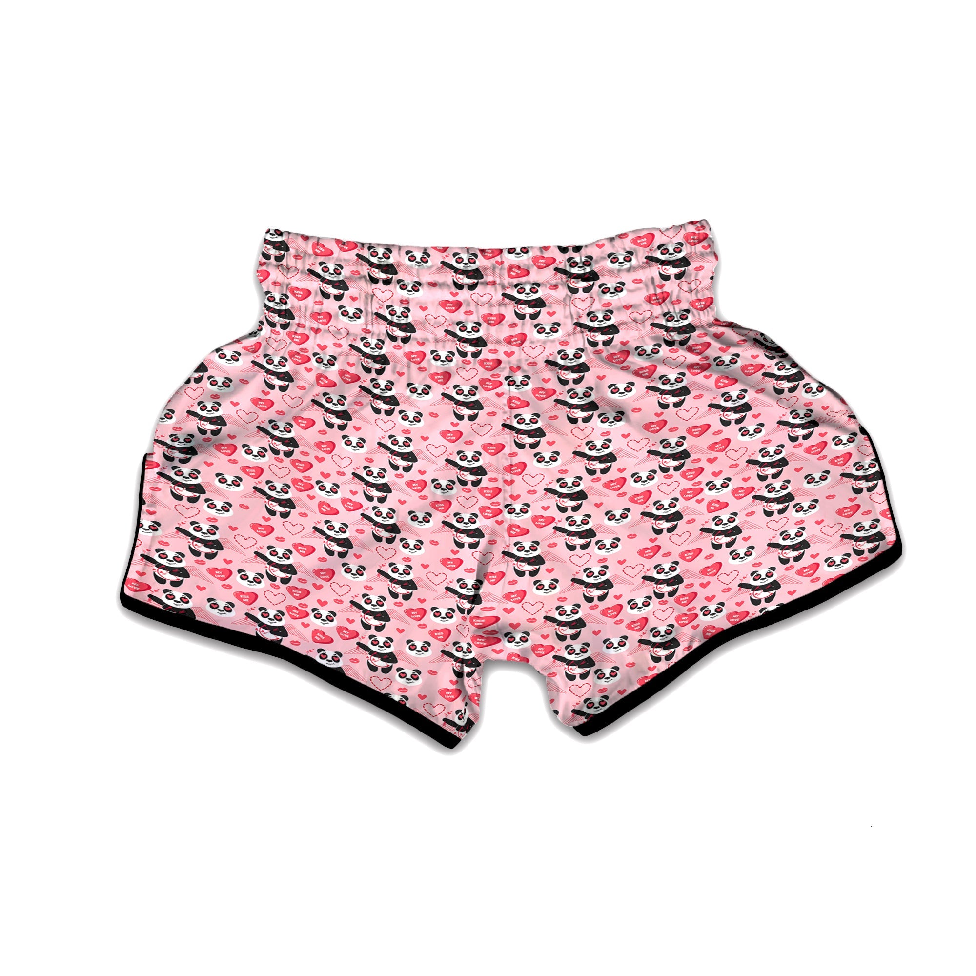 Cupid Valentine Cute Panda Print Pattern Muay Thai Boxing Shorts-grizzshop