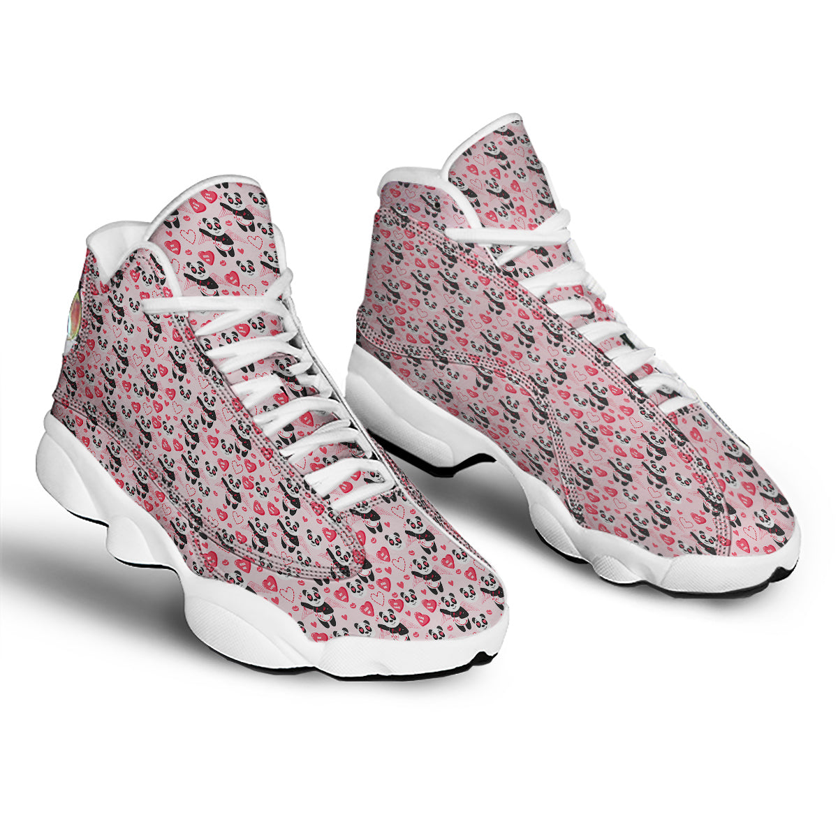 Cupid Valentine Cute Panda Print Pattern White Basketball Shoes-grizzshop