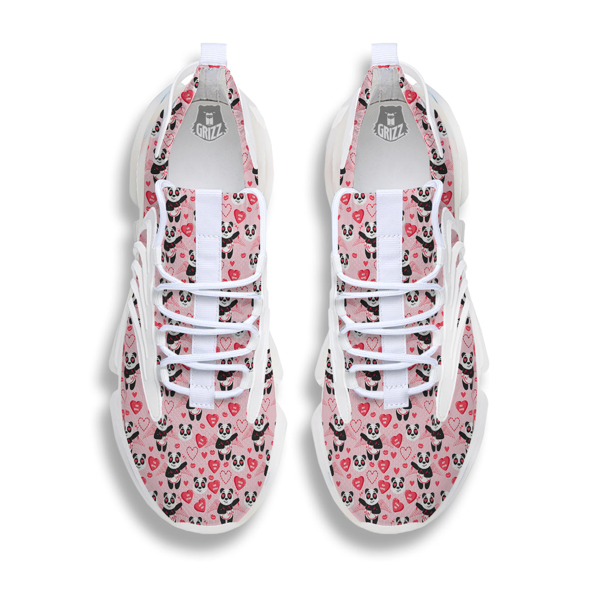 Cupid Valentine Cute Panda Print Pattern White Gym Shoes-grizzshop