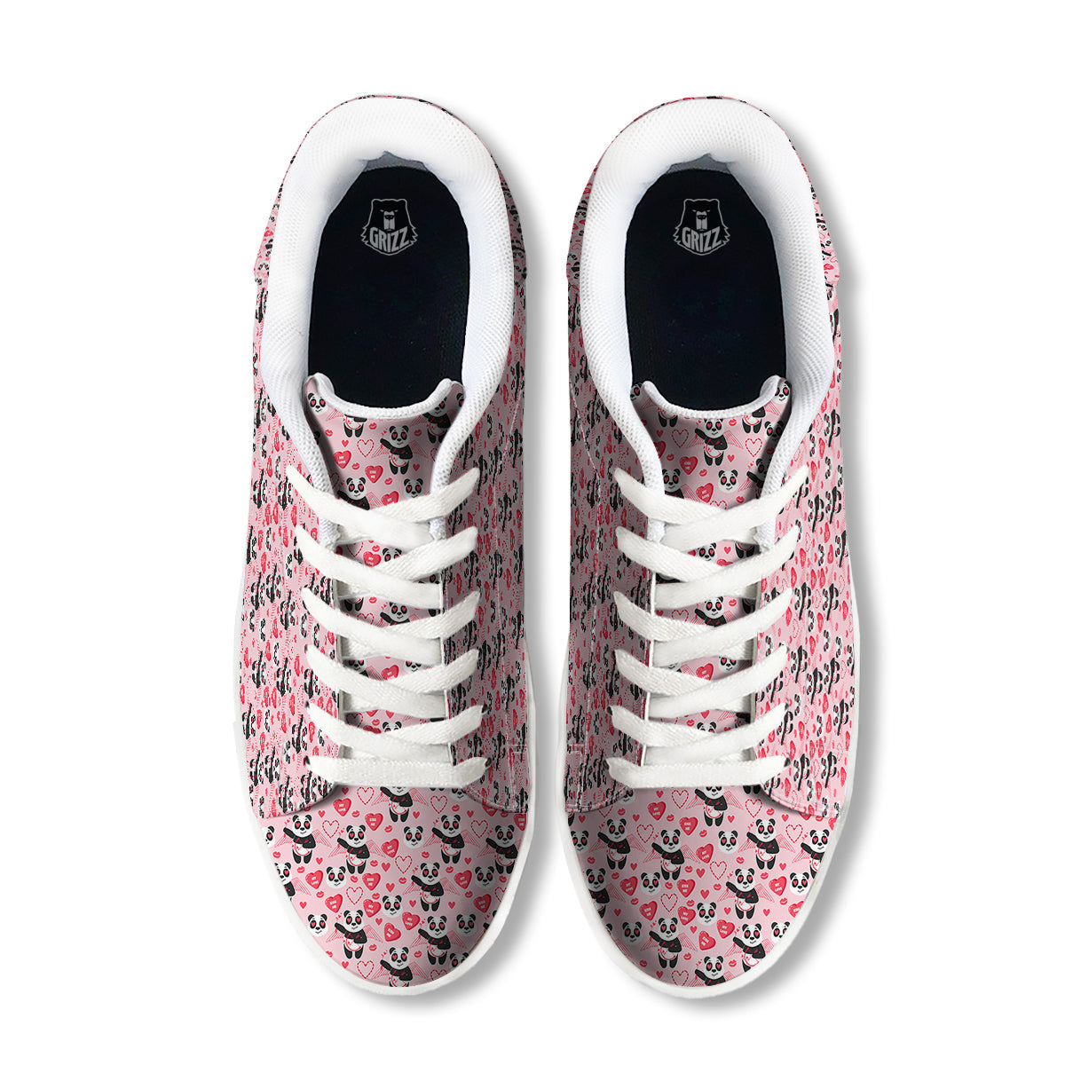 Cupid Valentine Cute Panda Print Pattern White Low Top Sneakers-grizzshop