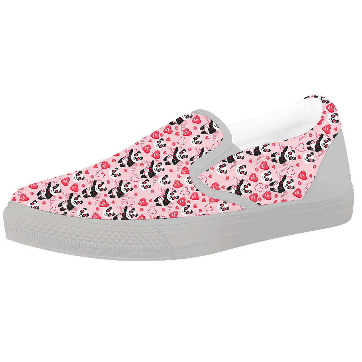 Cupid Valentine Cute Panda Print Pattern White Slip On Shoes-grizzshop