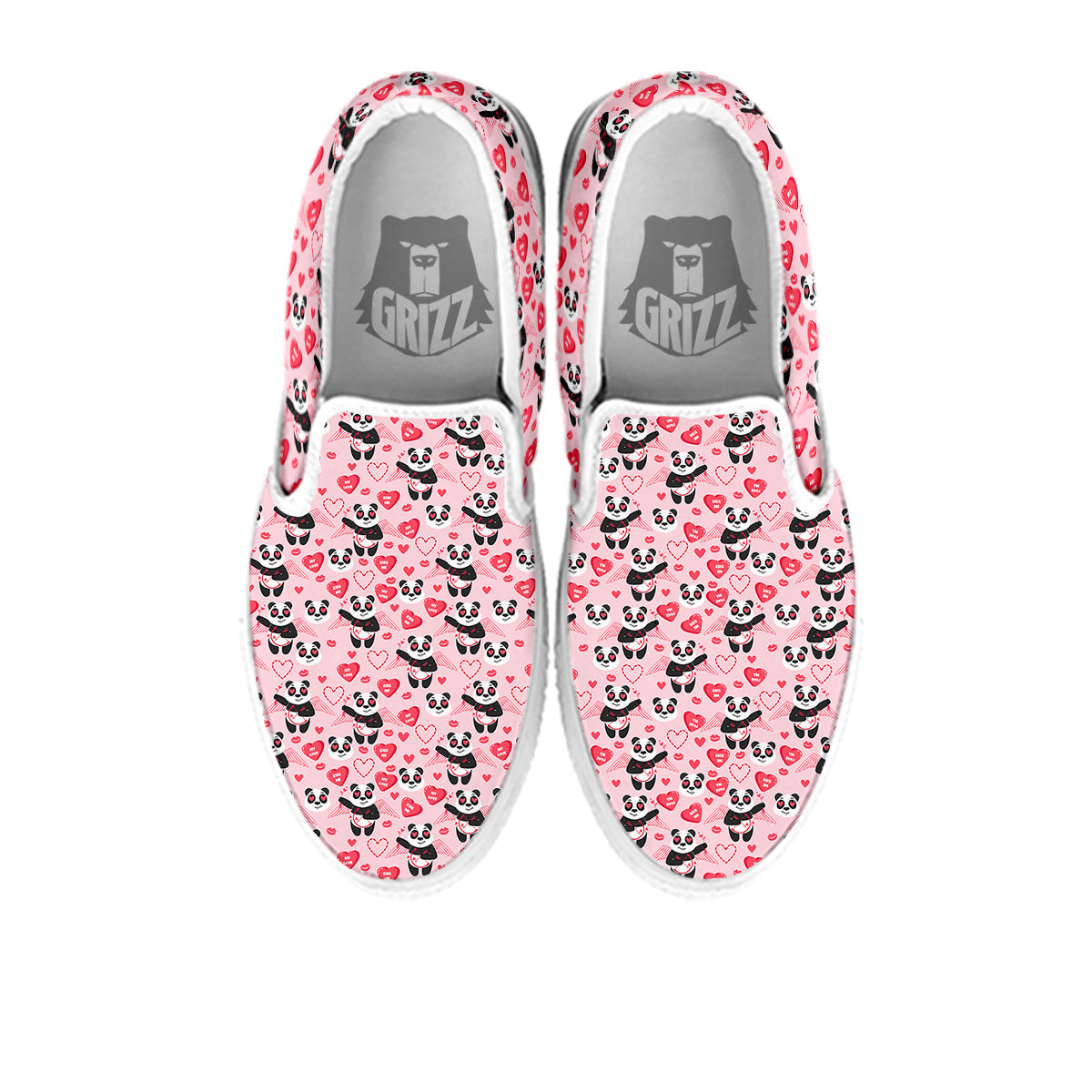 Cupid Valentine Cute Panda Print Pattern White Slip On Shoes-grizzshop