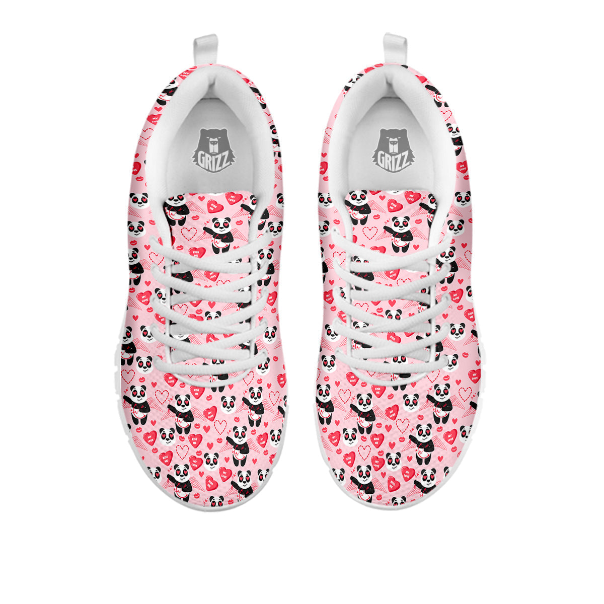 Cupid Valentine Cute Panda Print Pattern White Sneaker-grizzshop