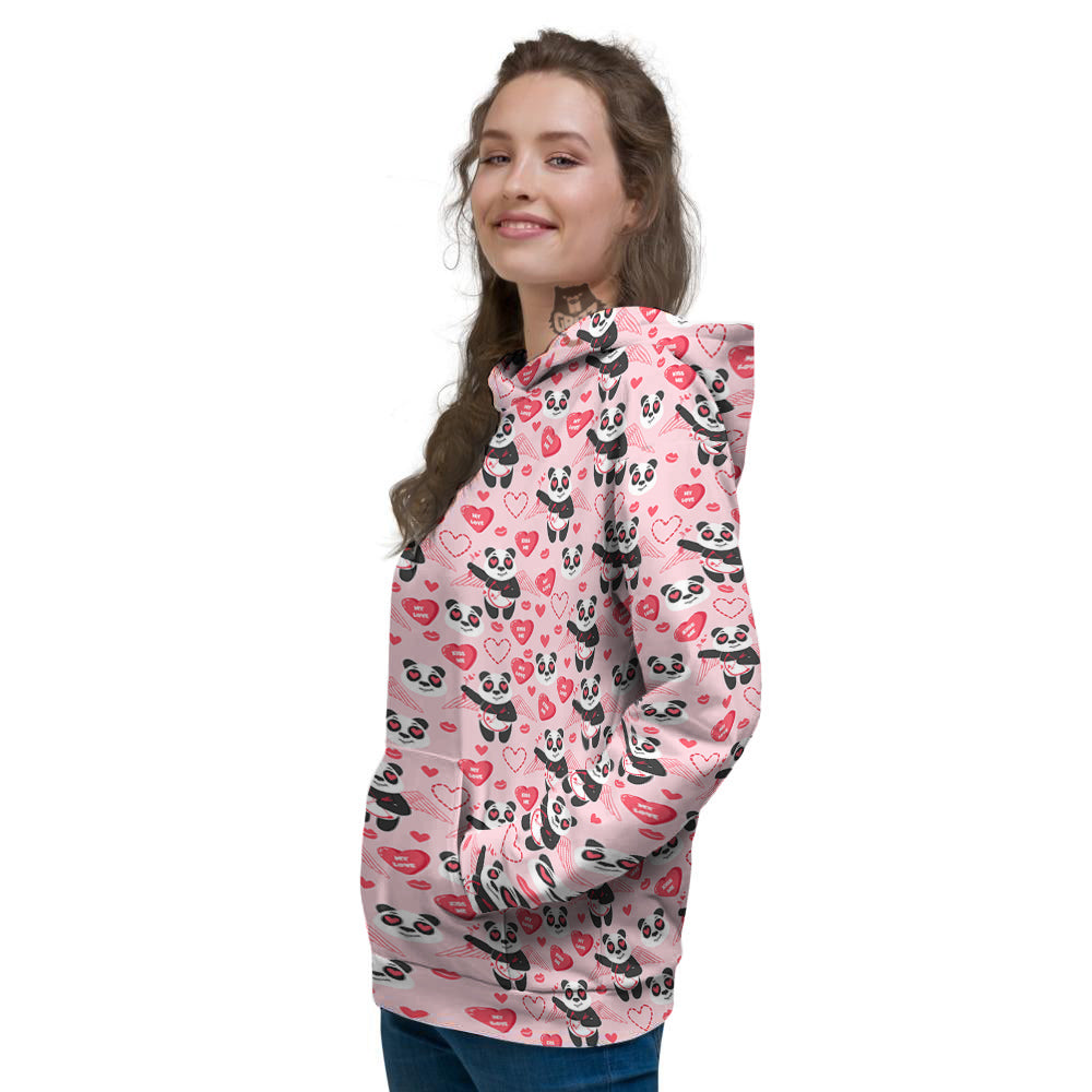 Cupid Valentine Cute Panda Print Pattern Women's Hoodie-grizzshop