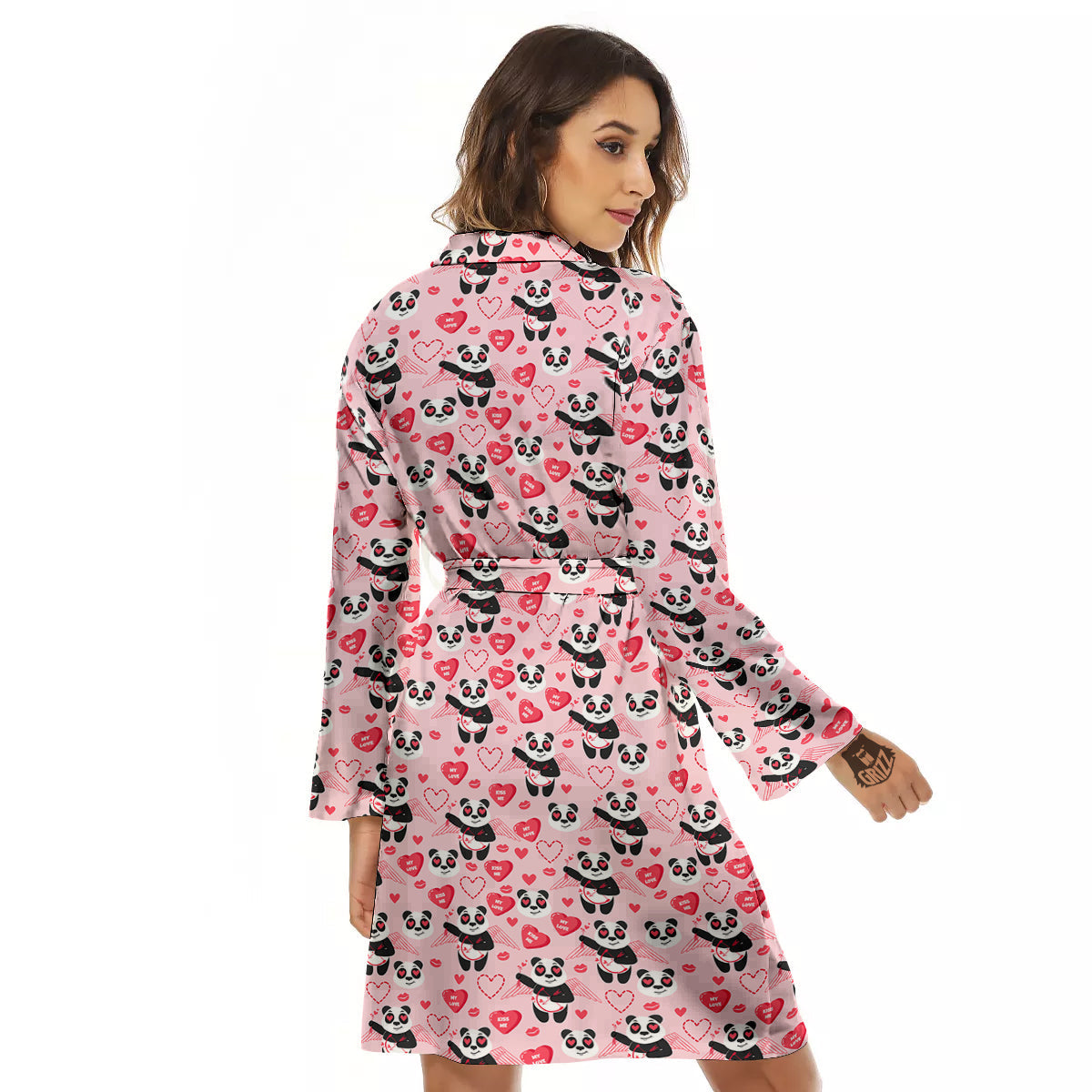 Cupid Valentine Cute Panda Print Pattern Women's Robe-grizzshop