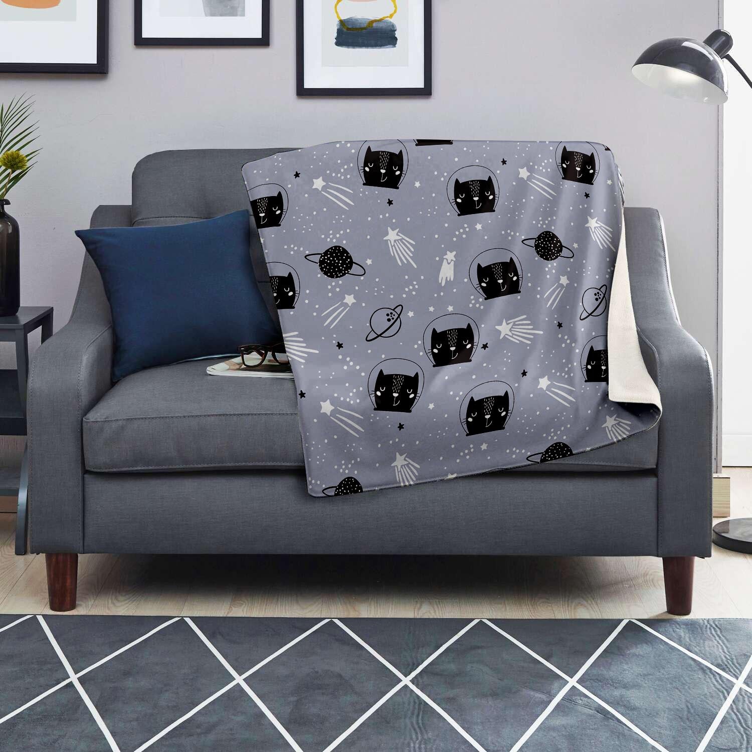 Cute Astronaut Cat Print Blanket-grizzshop