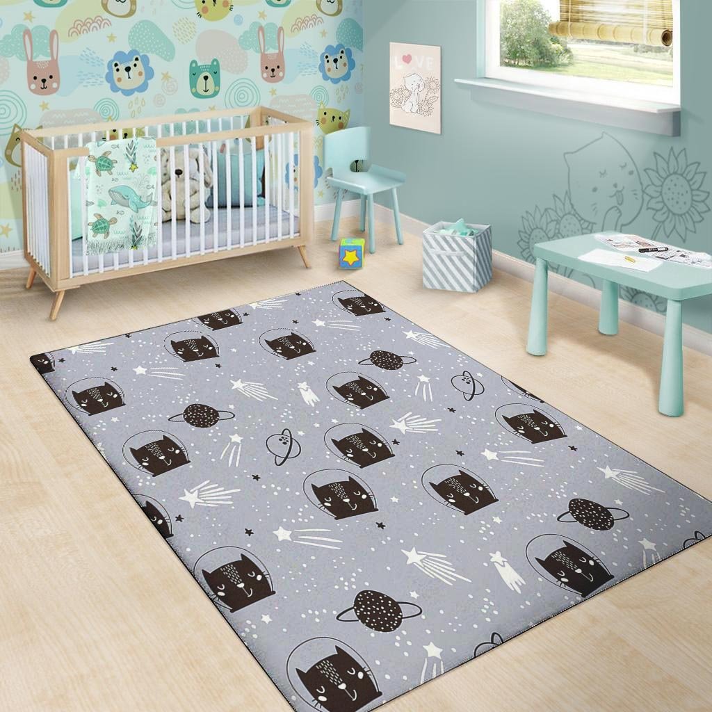 Cute Astronaut Cat Print Floor Mat-grizzshop