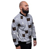 Cute Astronaut Cat Print Men's Bomber Jacket-grizzshop