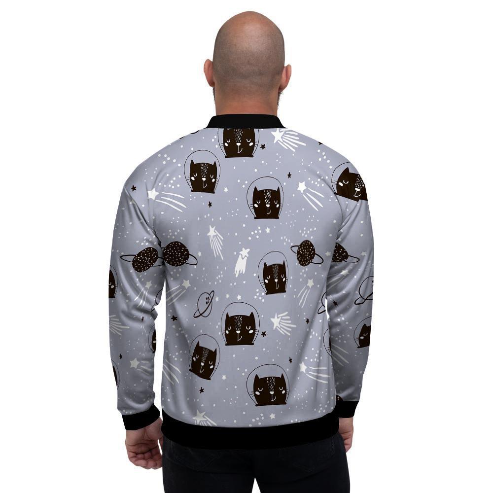 Cute Astronaut Cat Print Men's Bomber Jacket-grizzshop