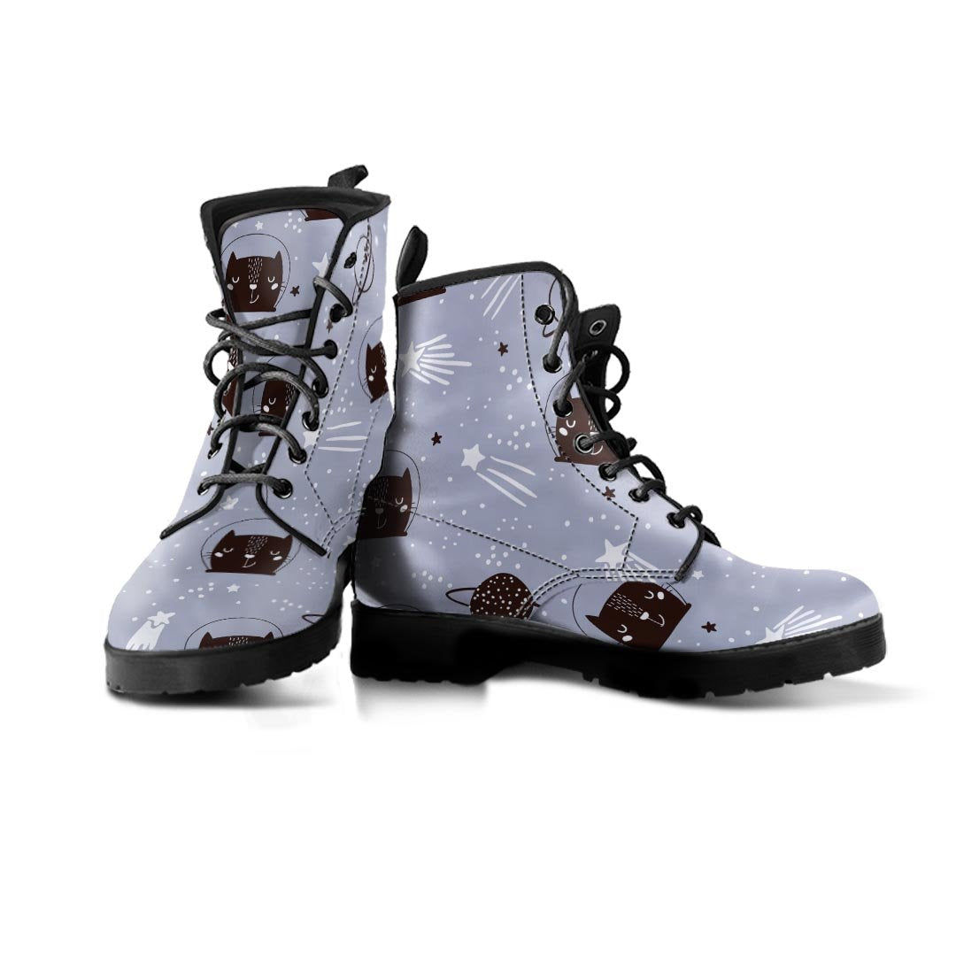 Cute Astronaut Cat Print Men's Boots-grizzshop