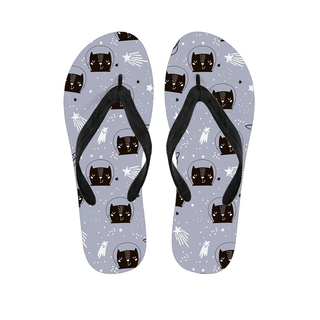 Cute Astronaut Cat Print Men's Flip Flops-grizzshop