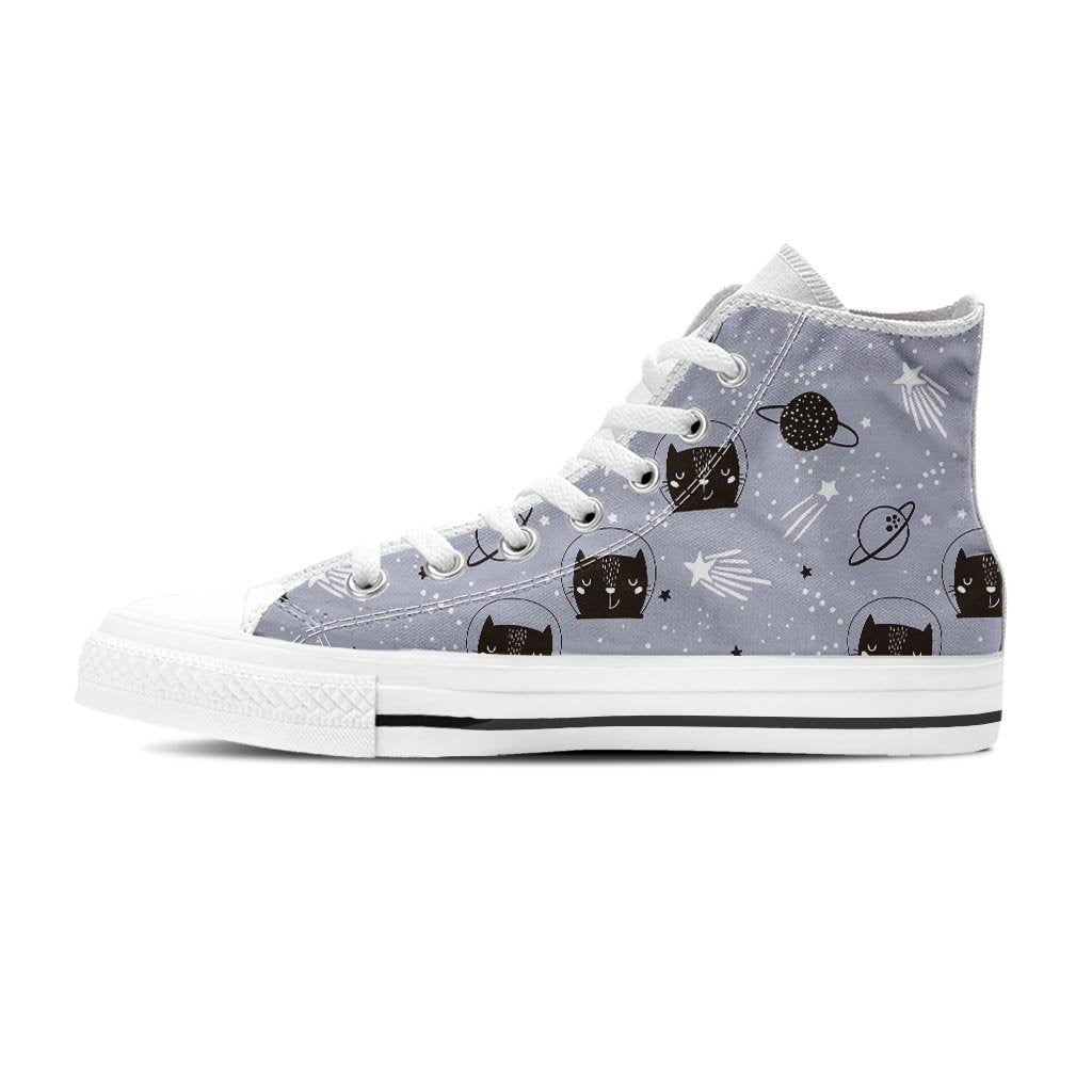 Cute Astronaut Cat Print Men's High Top Shoes-grizzshop