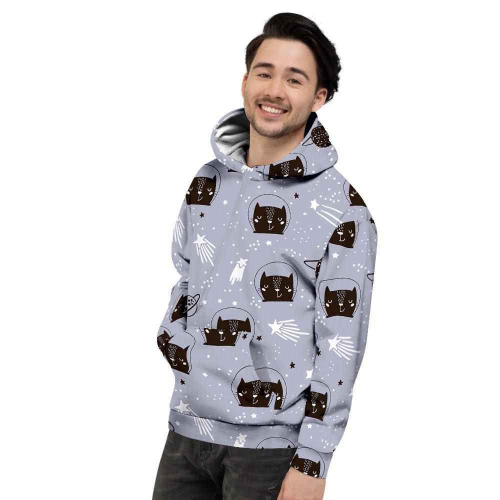 Cute Astronaut Cat Print Men's Hoodie-grizzshop