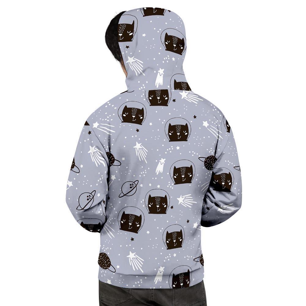 Cute Astronaut Cat Print Men's Hoodie-grizzshop