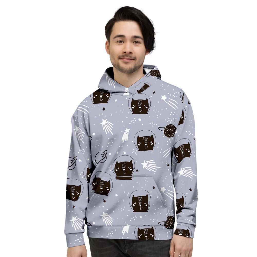 Cute Astronaut Cat Print Men's Hoodie-grizzshop