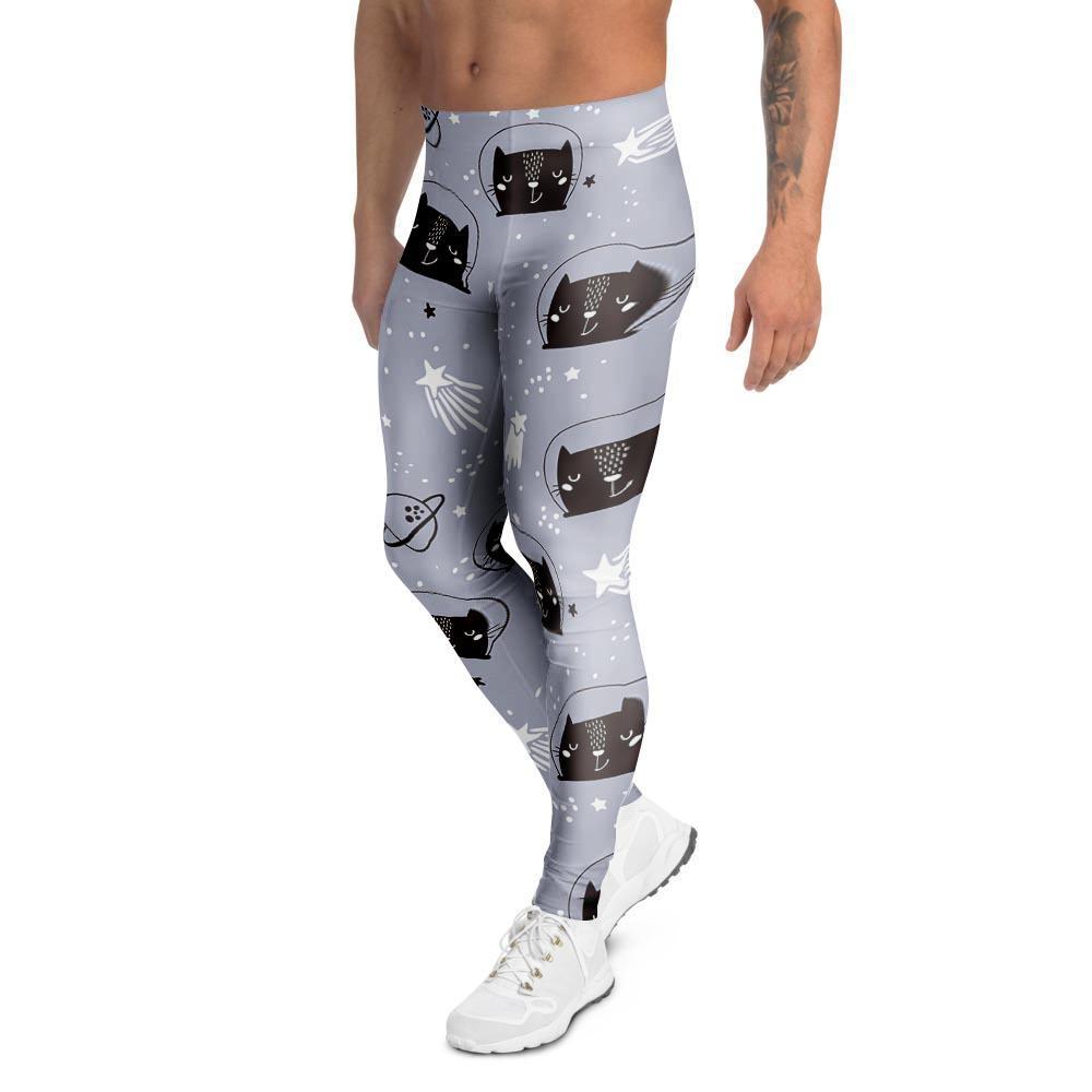 Cute Astronaut Cat Print Men's Leggings-grizzshop