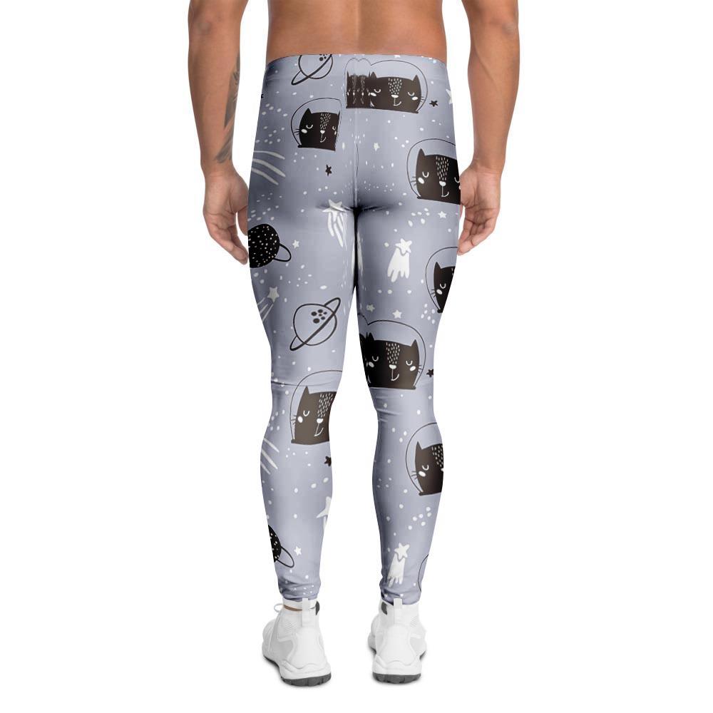 Cute Astronaut Cat Print Men's Leggings-grizzshop