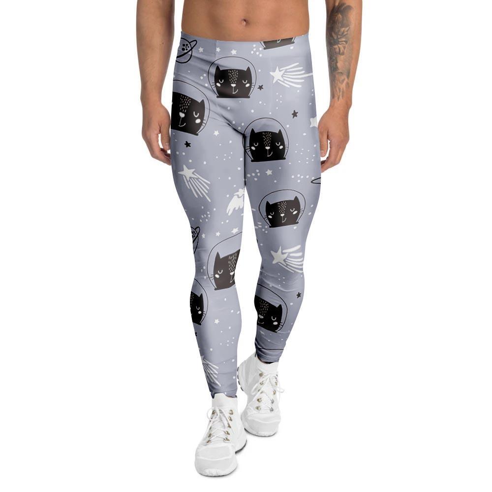 Cute Astronaut Cat Print Men's Leggings-grizzshop