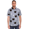 Cute Astronaut Cat Print Men's Short Sleeve Shirt-grizzshop