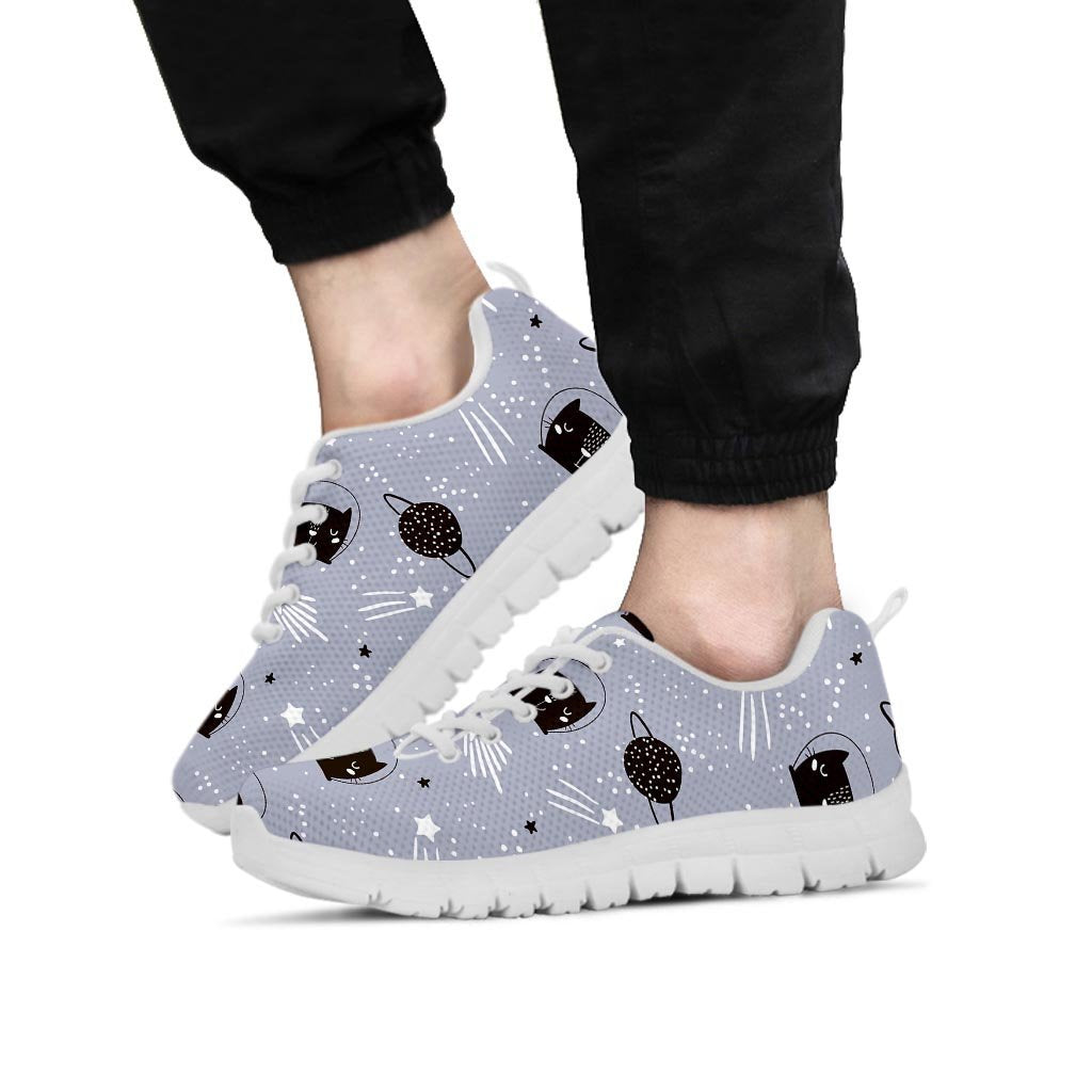 Cute Astronaut Cat Print Men's Sneakers-grizzshop