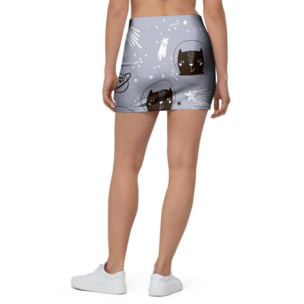 Cute Astronaut Cat Print Mini Skirt-grizzshop