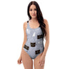 Cute Astronaut Cat Print One Piece Swimsuite-grizzshop