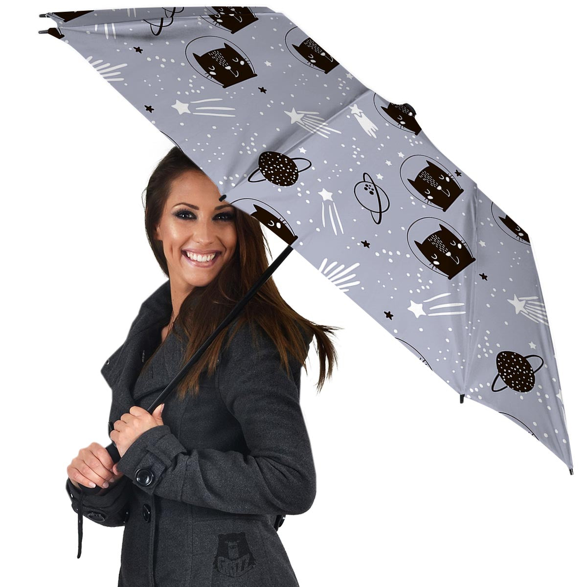 Cute Astronaut Cat Print Umbrella-grizzshop