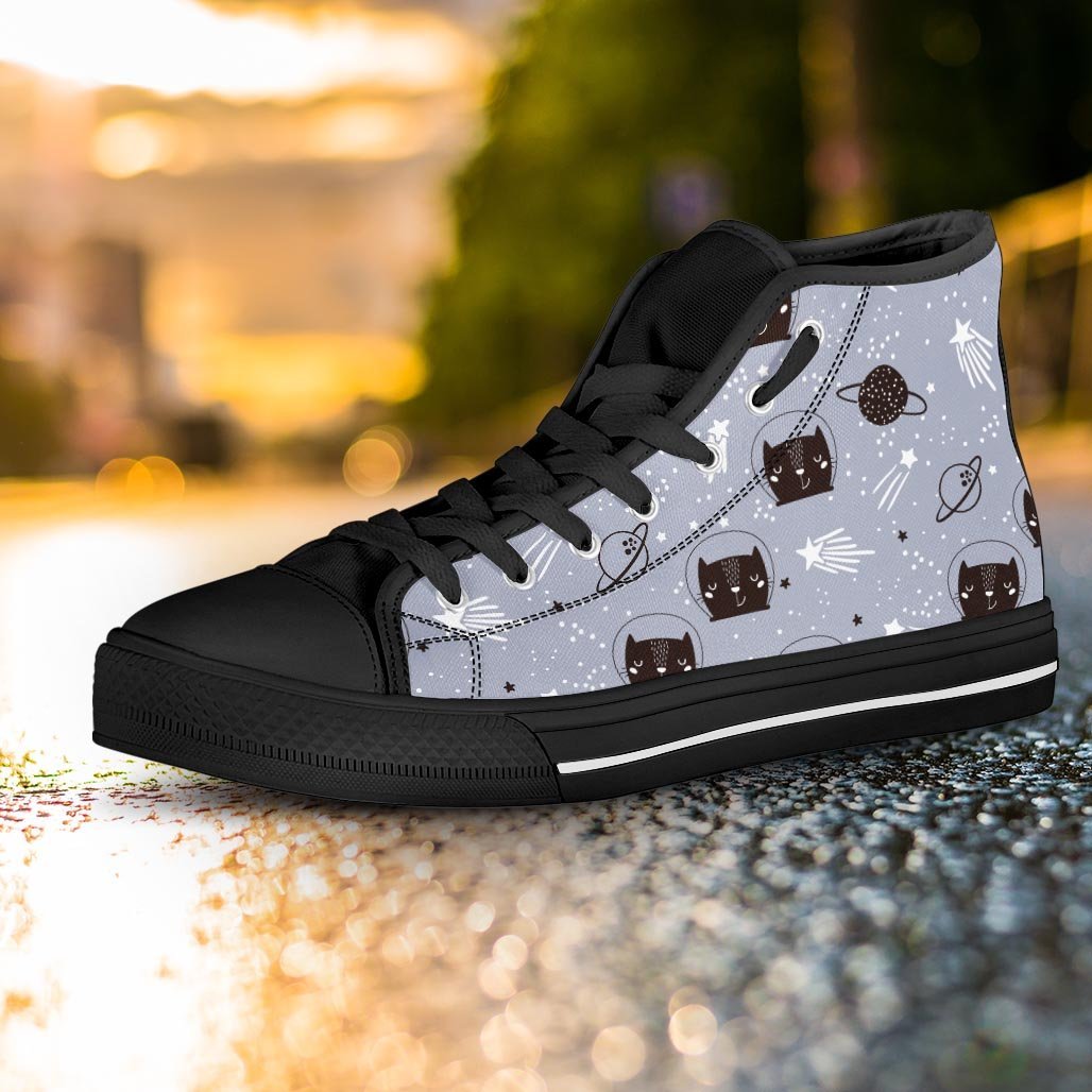 Cute Astronaut Cat Print Women's High Top Shoes-grizzshop