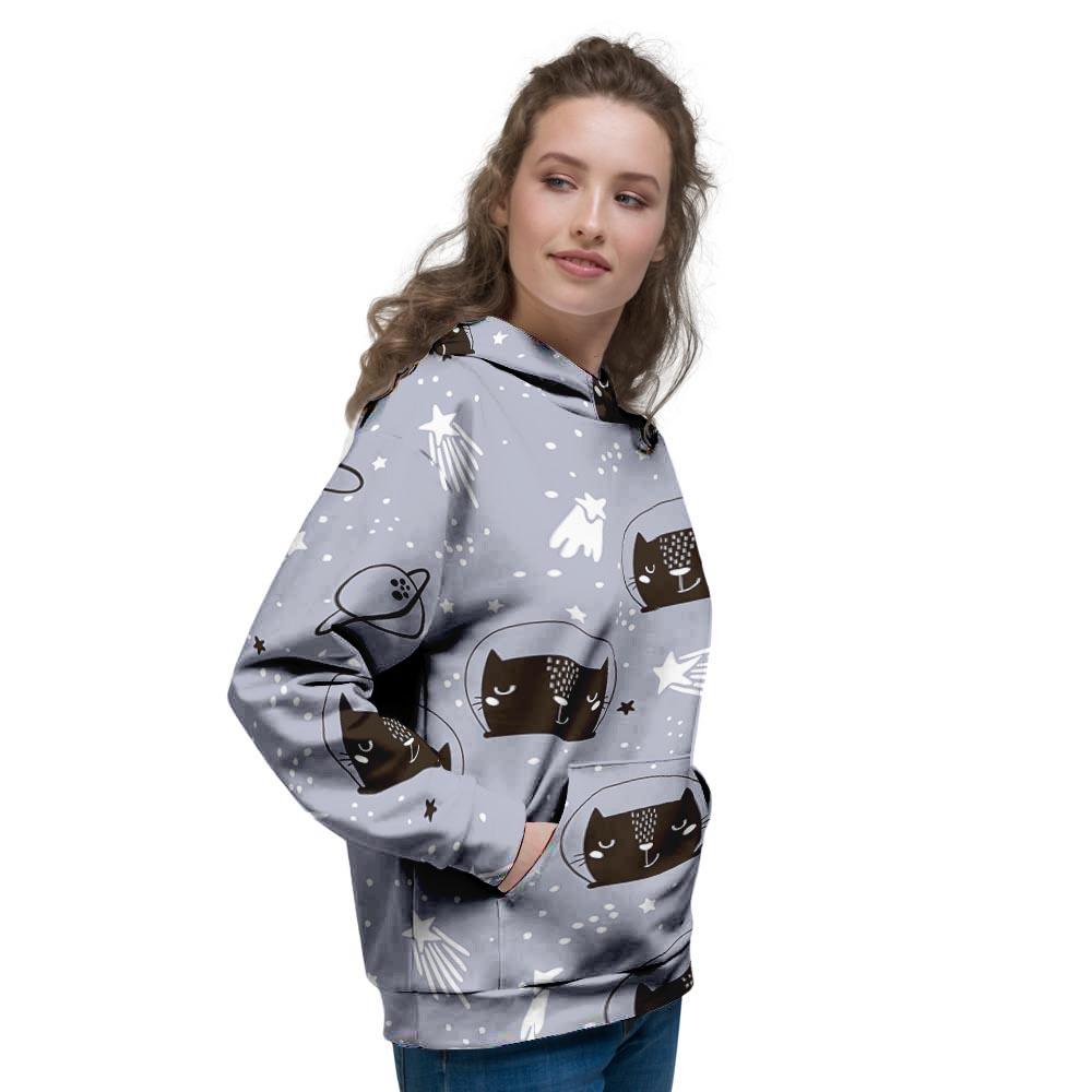 Cute Astronaut Cat Print Women's Hoodie-grizzshop