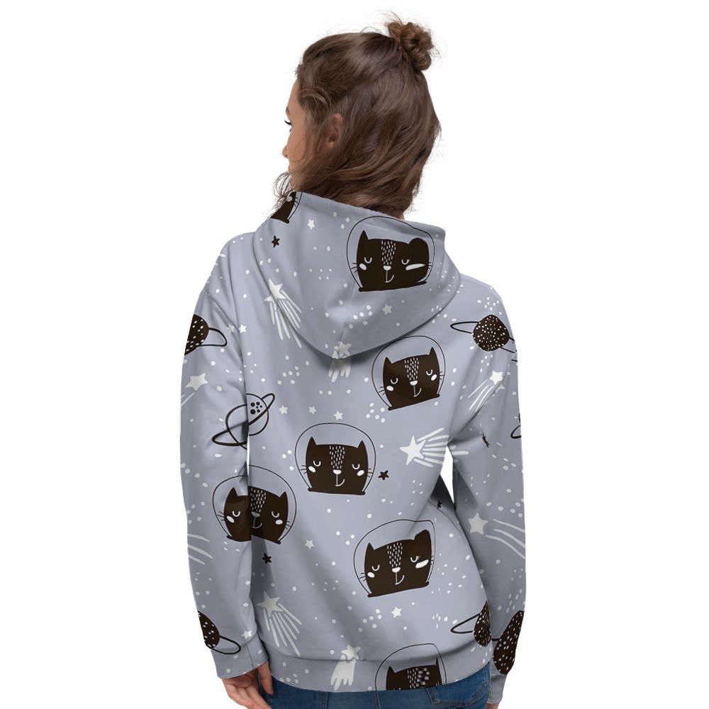 Cute Astronaut Cat Print Women's Hoodie-grizzshop