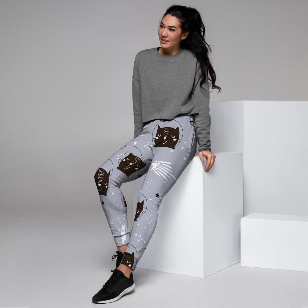 Cute Astronaut Cat Print Women's Joggers-grizzshop