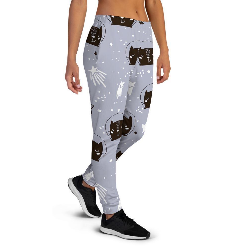 Cute Astronaut Cat Print Women's Joggers-grizzshop