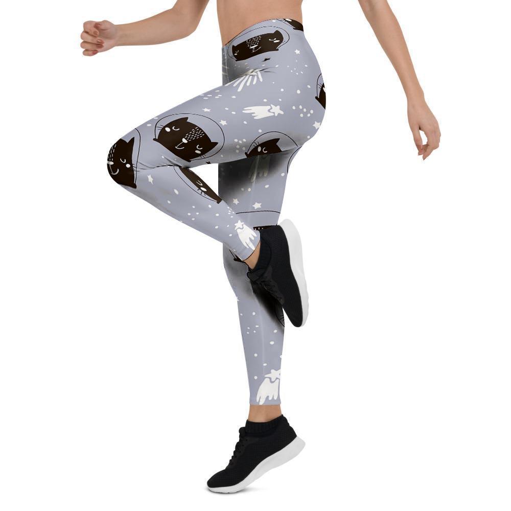 Cute Astronaut Cat Print Women's Leggings-grizzshop