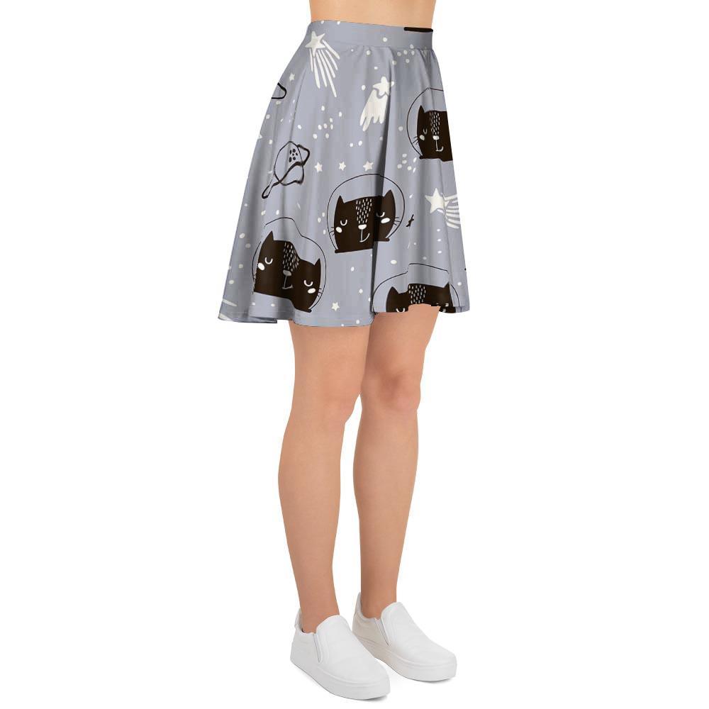 Cute Astronaut Cat Print Women's Skirt-grizzshop