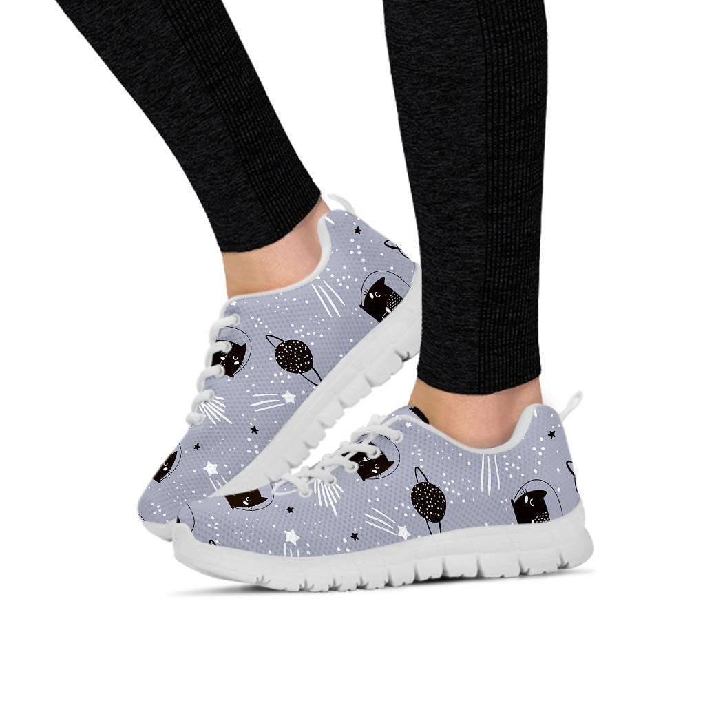 Cute Astronaut Cat Print Women's Sneakers-grizzshop