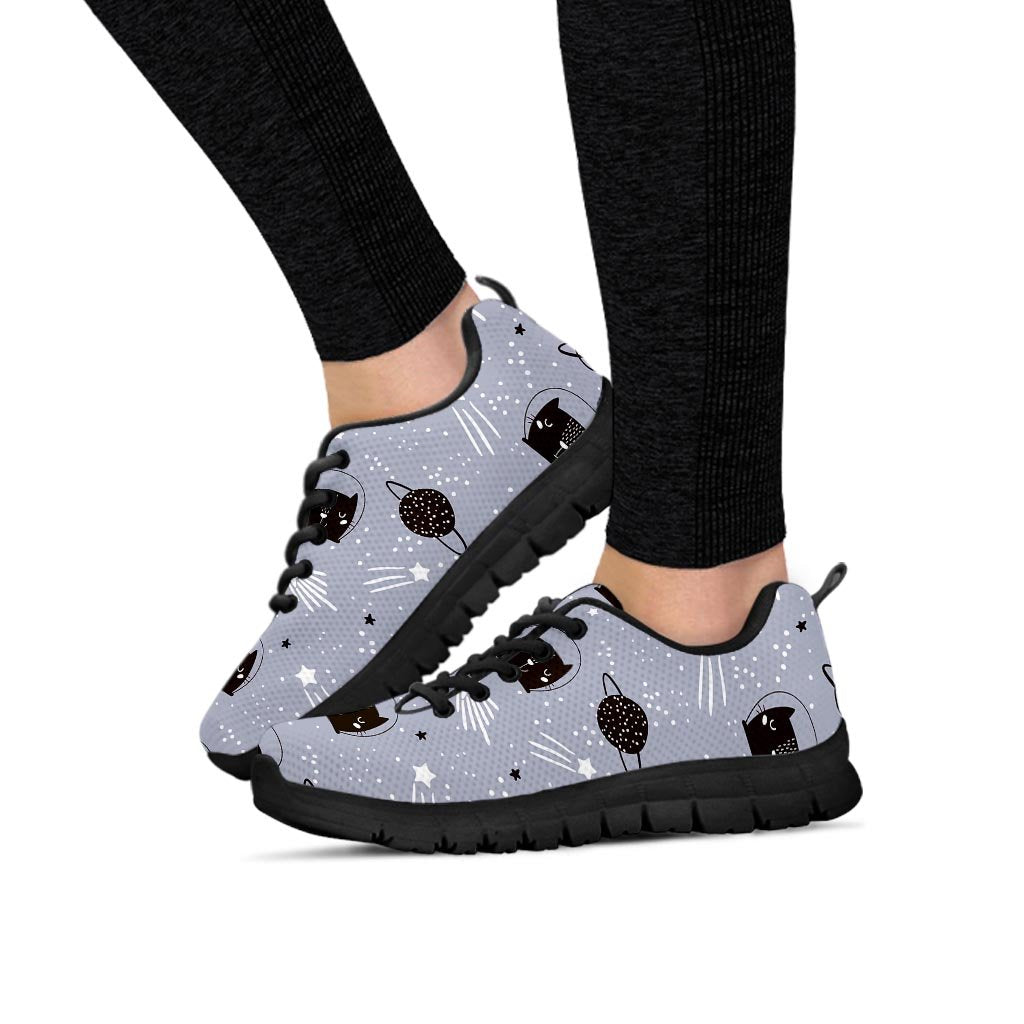 Cute Astronaut Cat Print Women's Sneakers-grizzshop